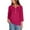 Hot Pink 3/4 Sleeve Tshirts, variant on Htigea Women 3/4 Length Sleeve T Shirts Casual Notch V Neck Tunic Tee Solid Color Button Pullover Loose Fit Tshirt Hot Pink,M
