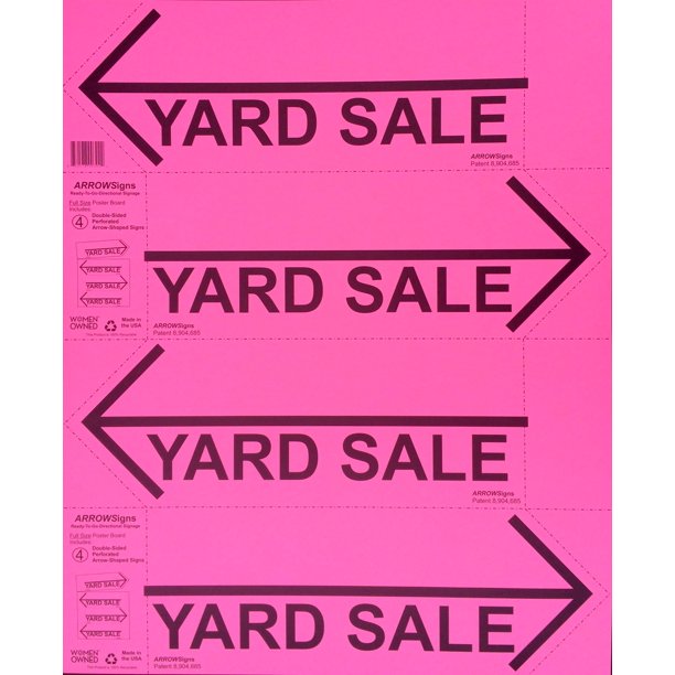 ARROWSigns Yard Sale Pink Ready-To-Go Directional Signage. - Walmart.com