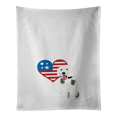 

Doodle Silver and White #2 Patriotic White Kitchen Towel Set of 2 19 in x 28 in