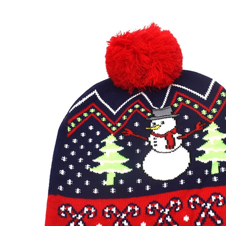 NOKIO Festive Snowman Knitted Beanie Cozy Holiday Pom Pom  display picture 3