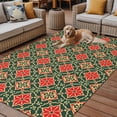 thumbnail image 5 of Outdoor Rug 3x5ft Retro Kaleidoscope Large Area Rug Red Argyle Pattern Indoor Outdoor Carpet Outdoor Rugs Mats for Patio Camping,RV,Front Door, Outside Decor, 5 of 9