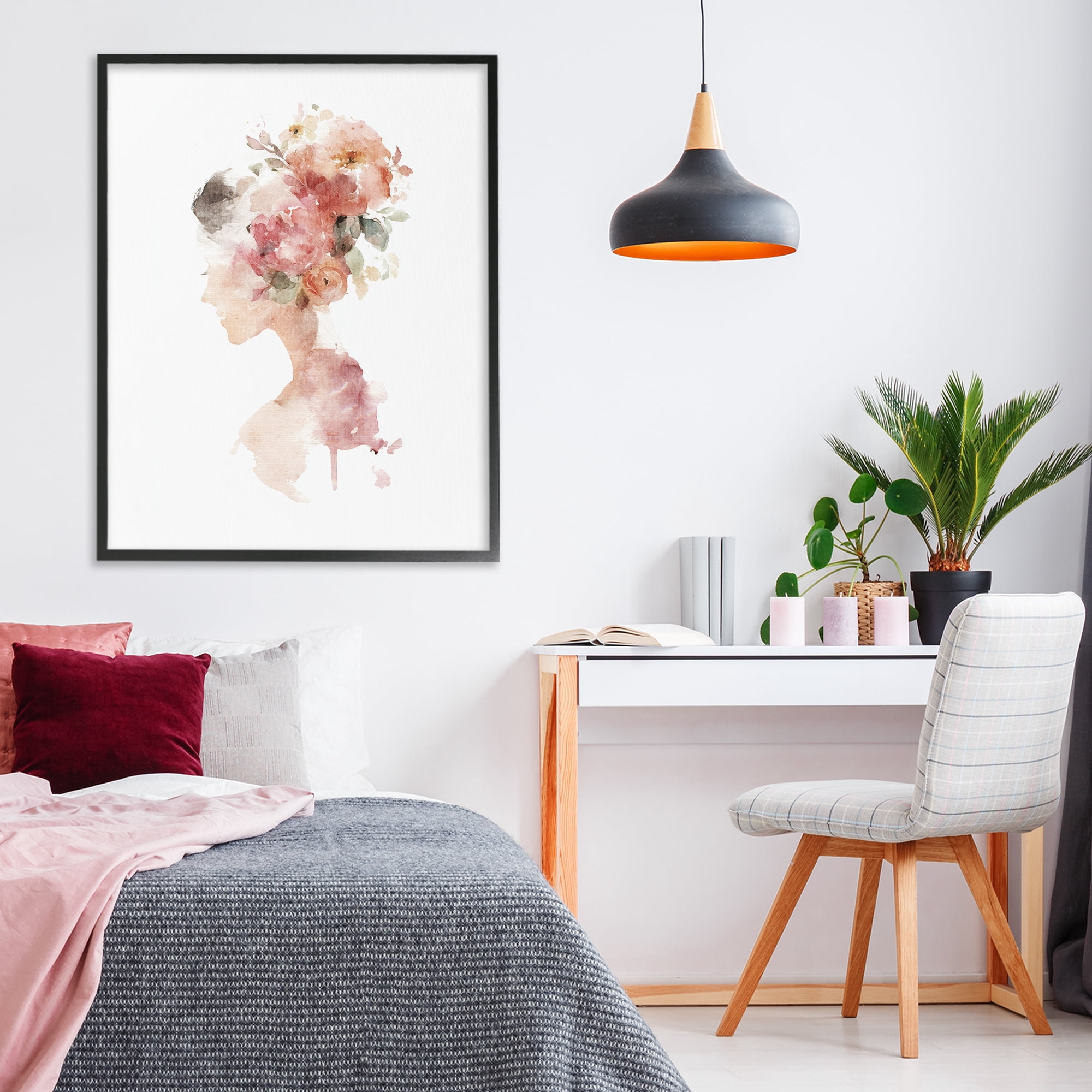 Stupell Industries Flowing With Petals Portrait Black Framed Giclee Art, design by Svetlana Aleynikova