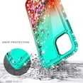 thumbnail image 6 of Nagebee Case for iPhone 11 Pro with Tempered Glass Screen Protector, Glitter Flowing Liquid Floating with Bling Diamond, Shockproof Durable Girls Cute Case (Green/Red), 6 of 6