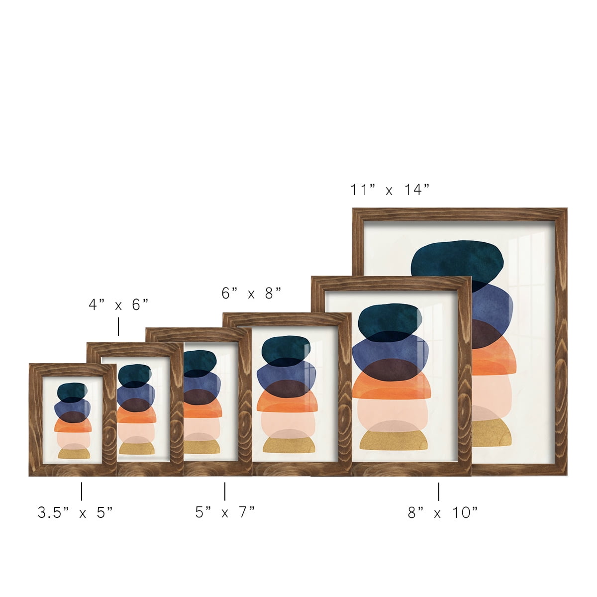 Mod Pods I -Framed Print w/glass-Walnut