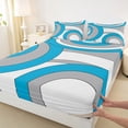 thumbnail image 3 of Homewish Abstract Stripes Boy Girl Twin Sheet Sets 3pcs,Geometric Circle Twin Fitted Sheet Microfiber,Vintage Aesthetic Breathable Flat Sheet,Breathable Home Decor, 3 of 7