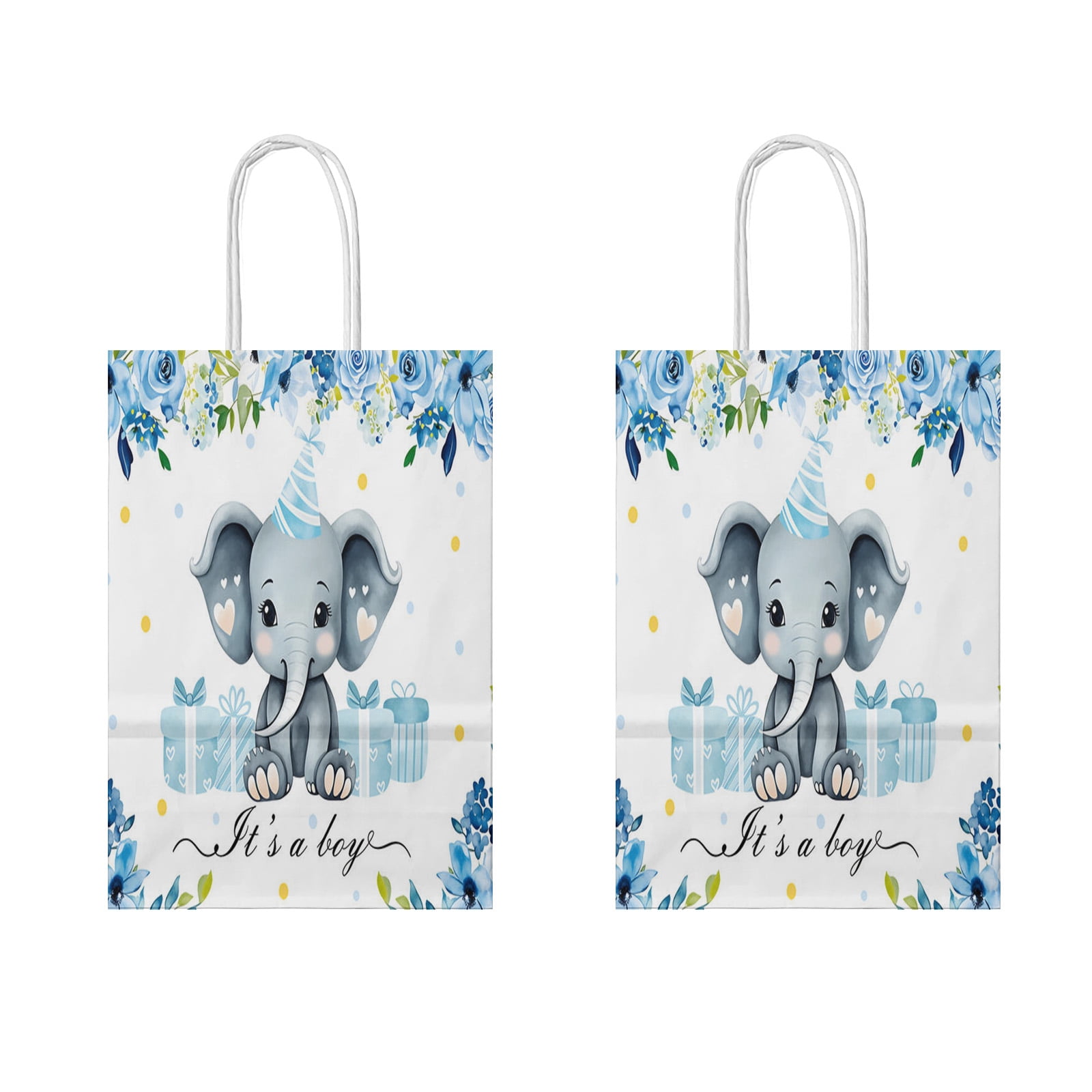 Elephant Baby Shower Party Favor Bags, YAHAFEPY 20Pcs It's a Boy Cute Animal Cartoon Paper Bags Party Decorations