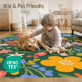 thumbnail image 4 of ODIKA 8'x10' Green Vibrant Floral Luck Design Washable Area Rug Charming Botanical Pattern with Playful Blooms Non-Slip Chair-Friendly Mat for Dining Room, Large Office, Lounge, 4 of 7
