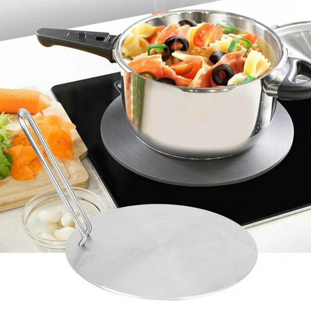 Neinkie Heat Diffuser Stainless Steel Induction Diffuser Plate with PP Handle, Induction Adapter Diffuser Converter Hob Simmer Ring Plate for Electric Gas Stove Glass Induction Cooktop