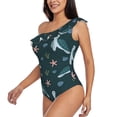 thumbnail image 3 of Picia Cute Turtle Pattern Women's One Piece Swimsuits,One Shoulder Swimwear Asymmetric ,Ruffle Monokinis Bathing Suits,High Waisted Flattering Bathing Suits-XX-Large, 3 of 8