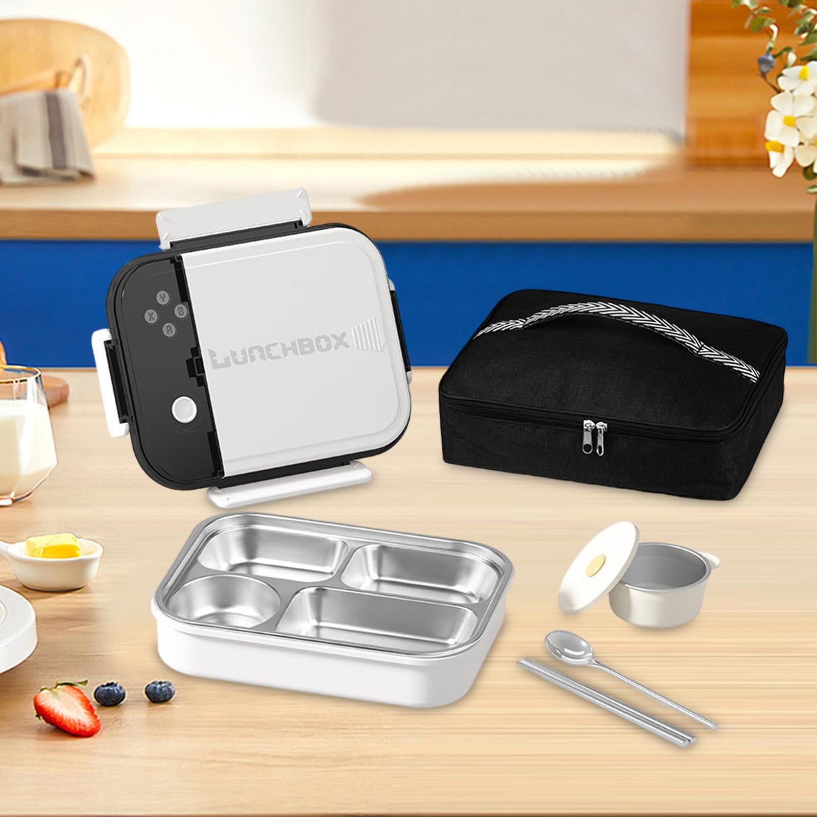 Fiocias Thermal Bento Box 4 Sided Lock Storage Case Bag Food Container for Office Work H white