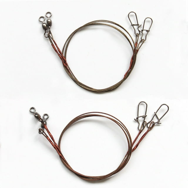 2 Pcs Lignes de Pêche Haute Résistance Résistance Résistance à l'Usure Forte Tension avec Anneau Anti-Morsure Acier Inoxydable Titane Lignes de Pêche en Mer Fournitures de Pêche