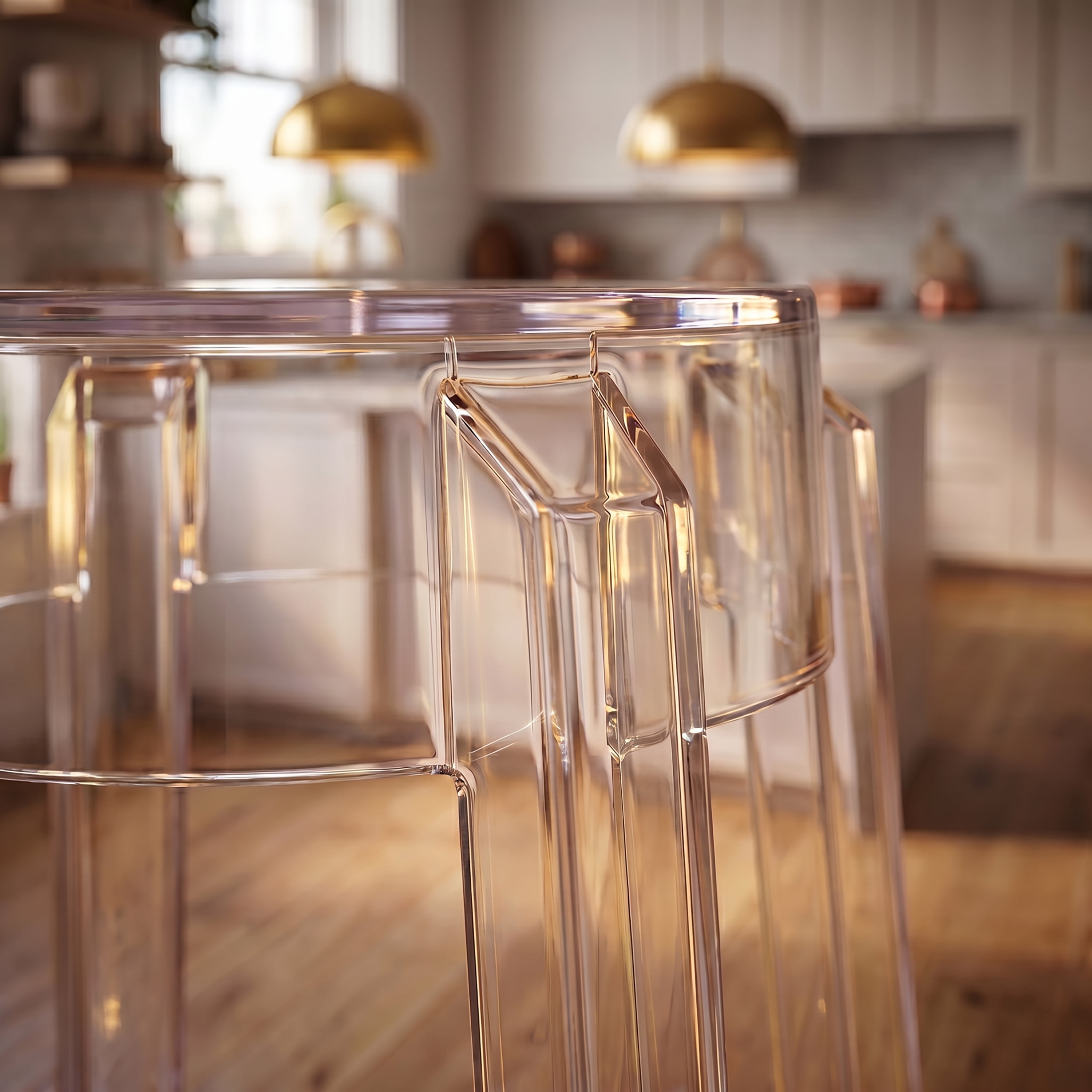 Clear Acrylic Bar Stools Set of 2 Stackable Ghost Bar Height Stools 330 lbs Capacity for Kitchen Island Home Bar