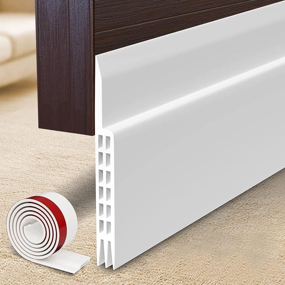 LQSEO New Huge Gap Door Draft Stopper 3.4" W Widened Door Sweep Seal Gap Up to 1.8" Interior Exterior Doors Keeping Draft Noise Dust Unwanted Animals Out 3.4" W X 39" L White