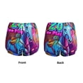 thumbnail image 3 of KLL Neon Free Play Pattern Shorts Women,Athletic Shorts High Waisted Running Shorts Pocket Sporty Short Gym Elastic Workout Shorts-Medium, 3 of 7