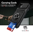 thumbnail image 2 of Dteck Card Holder Case for iPhone 11,Shockproof Silicone + PC Case Ring Stand Heavy Duty Drop Protection Wallet Cover for iPhone 11,Black, 2 of 7