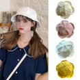 thumbnail image 3 of Brown Gorra de protección solar para mujer, sombrero para el sol de Color sólido, ala de pétalo con volantes a la moda, 3 of 5