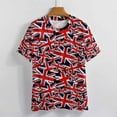 thumbnail image 3 of British Flag Pattern Womens Tops Women's Fashion Casual Short Sleeve Flower Print Round Neck Pullover Top Blouse, 3 of 6