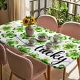 thumbnail image 3 of St Patrick's Day Table Cloths for 4 Foot Rectangle Tables, Lucky Shamrock Leaf Plants Spring Green Patio Waterproof Elastic Fitted Tablecloths, Washable Rectangular Table Cover for Camping, 3 of 8