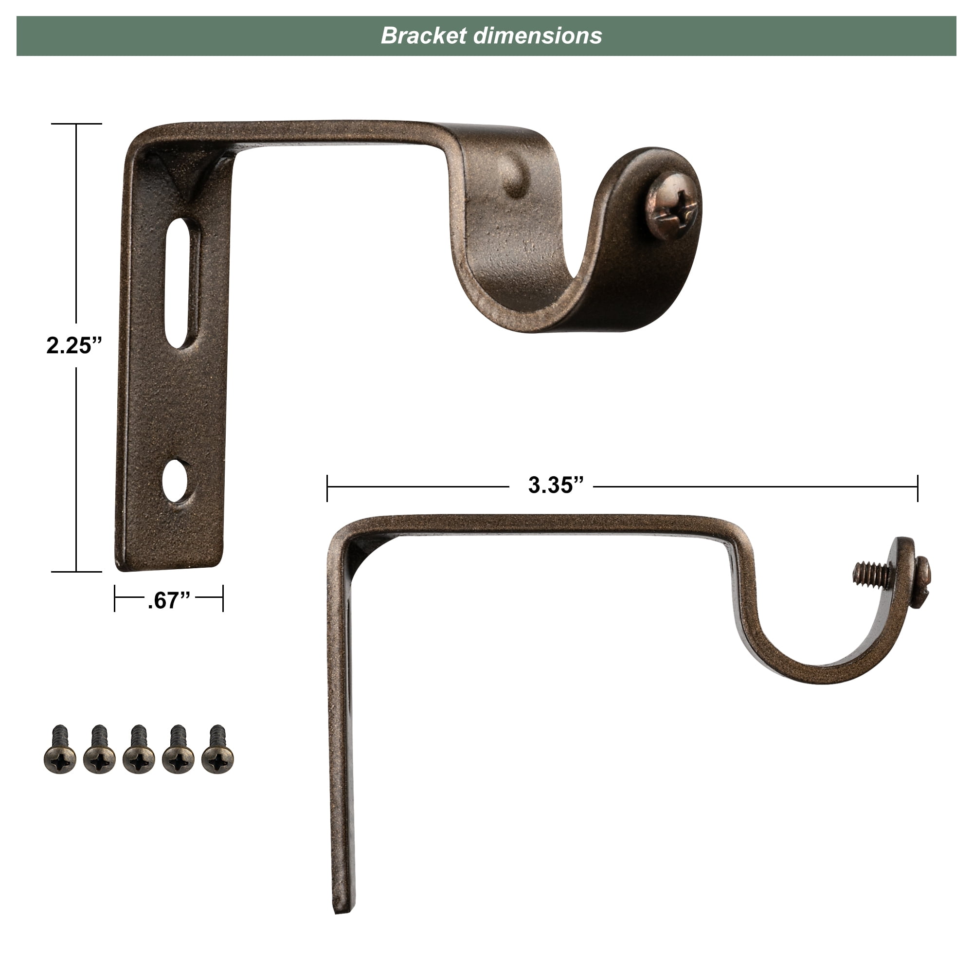Modern Wood Bronze Fluted Style 84-144 Curtain Rod Set