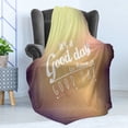 thumbnail image 4 of Wording Soft Flannel Fleece Throw Blanket, Day Words with Encouragement Theme Typography Design, Cozy Plush for Indoor and Outdoor Use, 50" x 70", Pale Yellow Pale Orange, by Ambesonne, 4 of 5