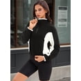 thumbnail image 3 of DARING DIVA Women's Quarter Zip Pullover Cropped Sweatshirt XL Black White, 3 of 7