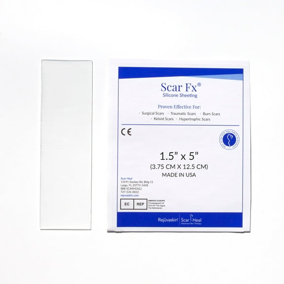 "Rejuvaskin Scar Fx® Silicone Scar Sheet - 1.5"" x 5"" - Healthcare Grade Silicone"