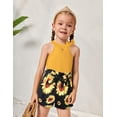 thumbnail image 3 of Girl Clothes Summer Silk Scarf Sets Sleeveless T-shirt Top+Stripe Shorts+Headband 3Pcs Set 18-24 Months, 3 of 6