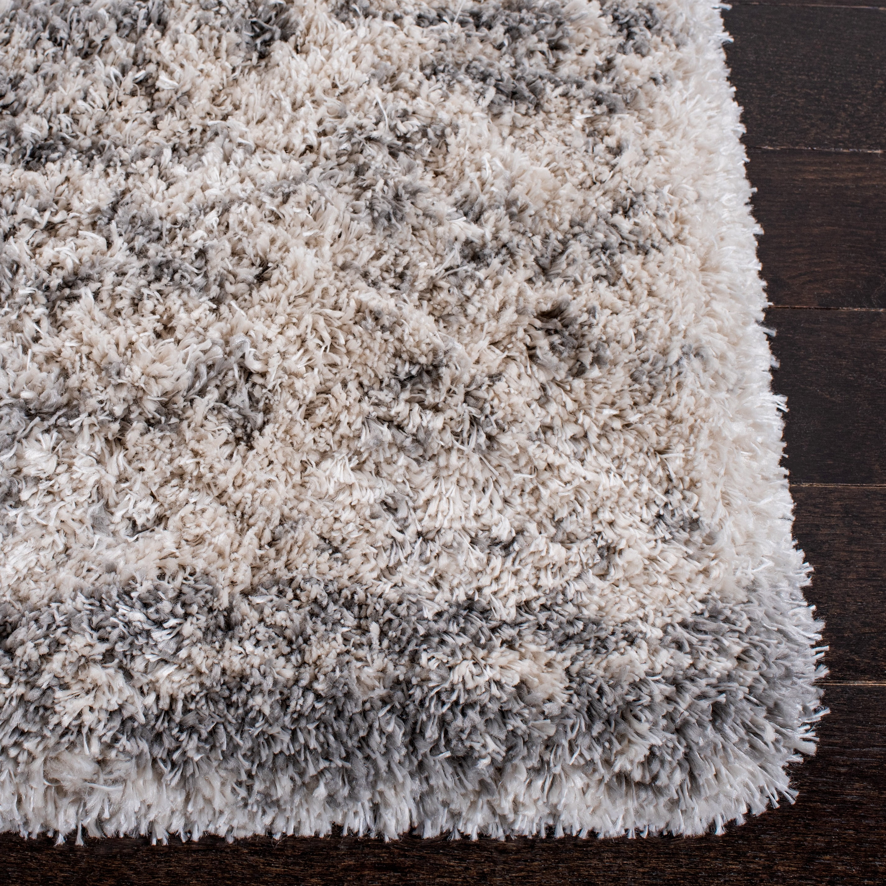 SAFAVIEH Iceland Issie Abstract Shag Area Rug, Ivory/Grey, 9' x 12'