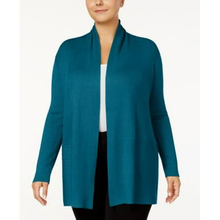 jm collection mmg jm collection plus size ribbed open light teal cardigan