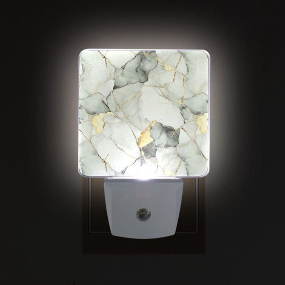 Yayeee LED Plug in Night Light for The Home with Auto Dusk to Dawn Light Sensors, 2 Pack, Gray Marble Pattern