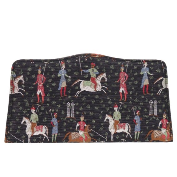 Pre-Owned Gucci Greta Garbo Collaboration Equestrian Print Canvas Black Clutch Bag... (Good)