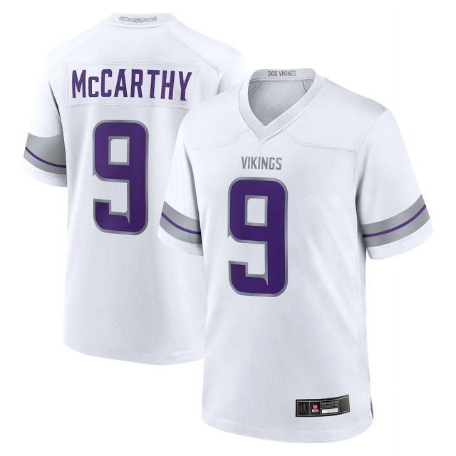 Youth Minnesota McCarthy 9 White Alternate Player Game Stitched T-shirts Performance Top, Medium