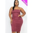 thumbnail image 3 of Plus Size Double Ruched Front And Ruched Back Detail Mini Dress, 3 of 8