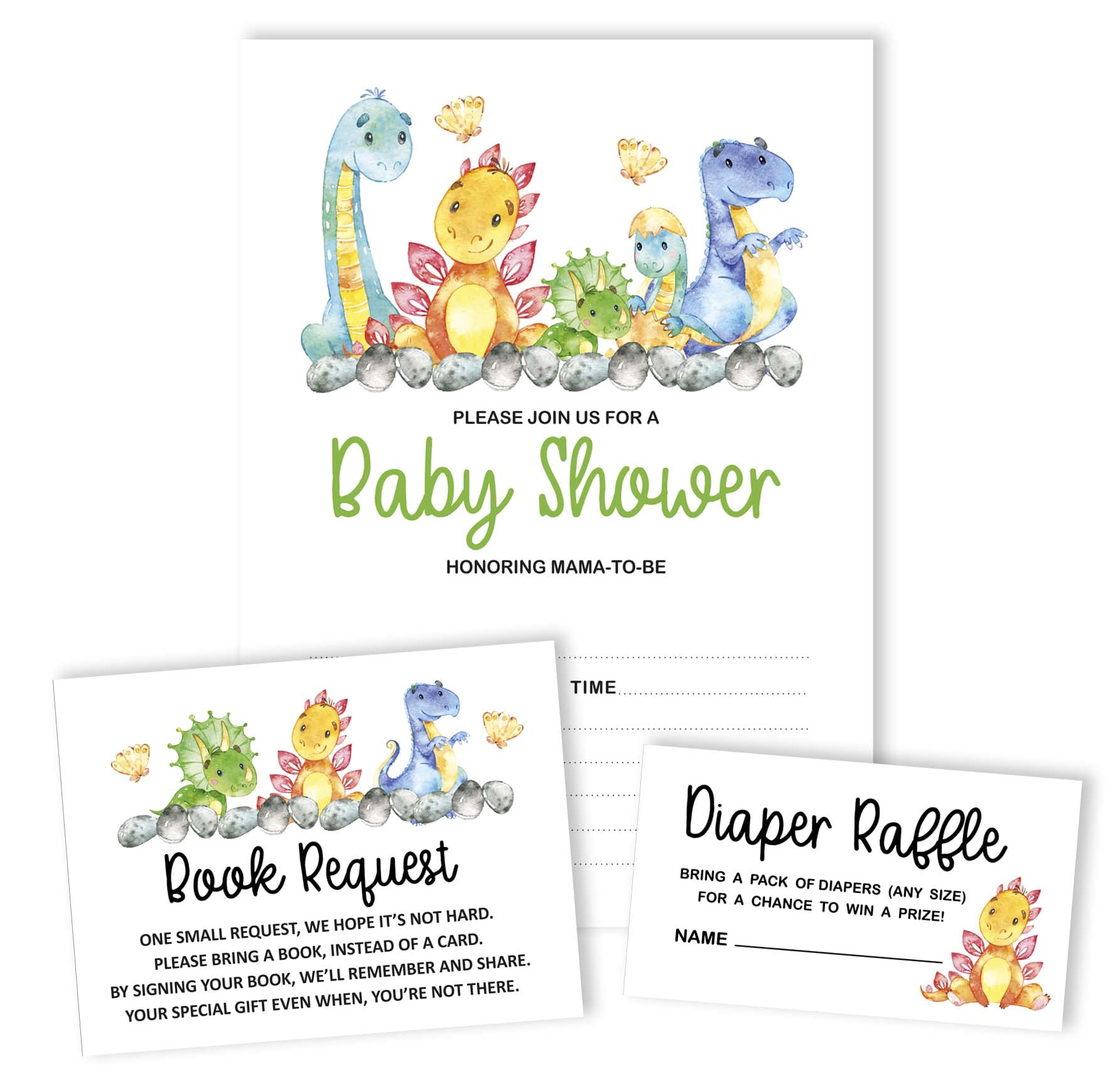 Inkdotpot Set Of 30Dinosaur Baby Shower Invitations-Diaper Raffle Tickets And Baby Shower Book Request Cards Jungle Animals Invites Its A Boy Its A Girl