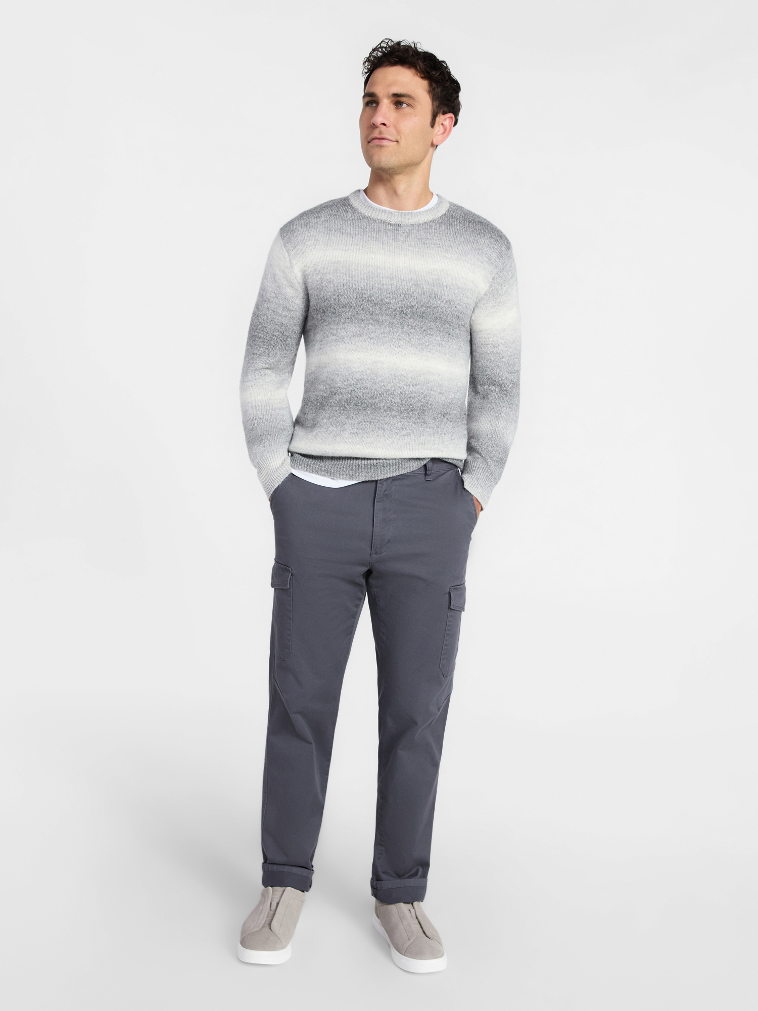 George Men's and Big Men's Ombre Crewneck Sweater, Midweight, Sizes S-3XL