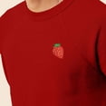 thumbnail image 5 of Dalix Strawberry Embroidered Fleece Crewneck Long Sleeve Sweatshirt Mens in Red M Medium, 5 of 5