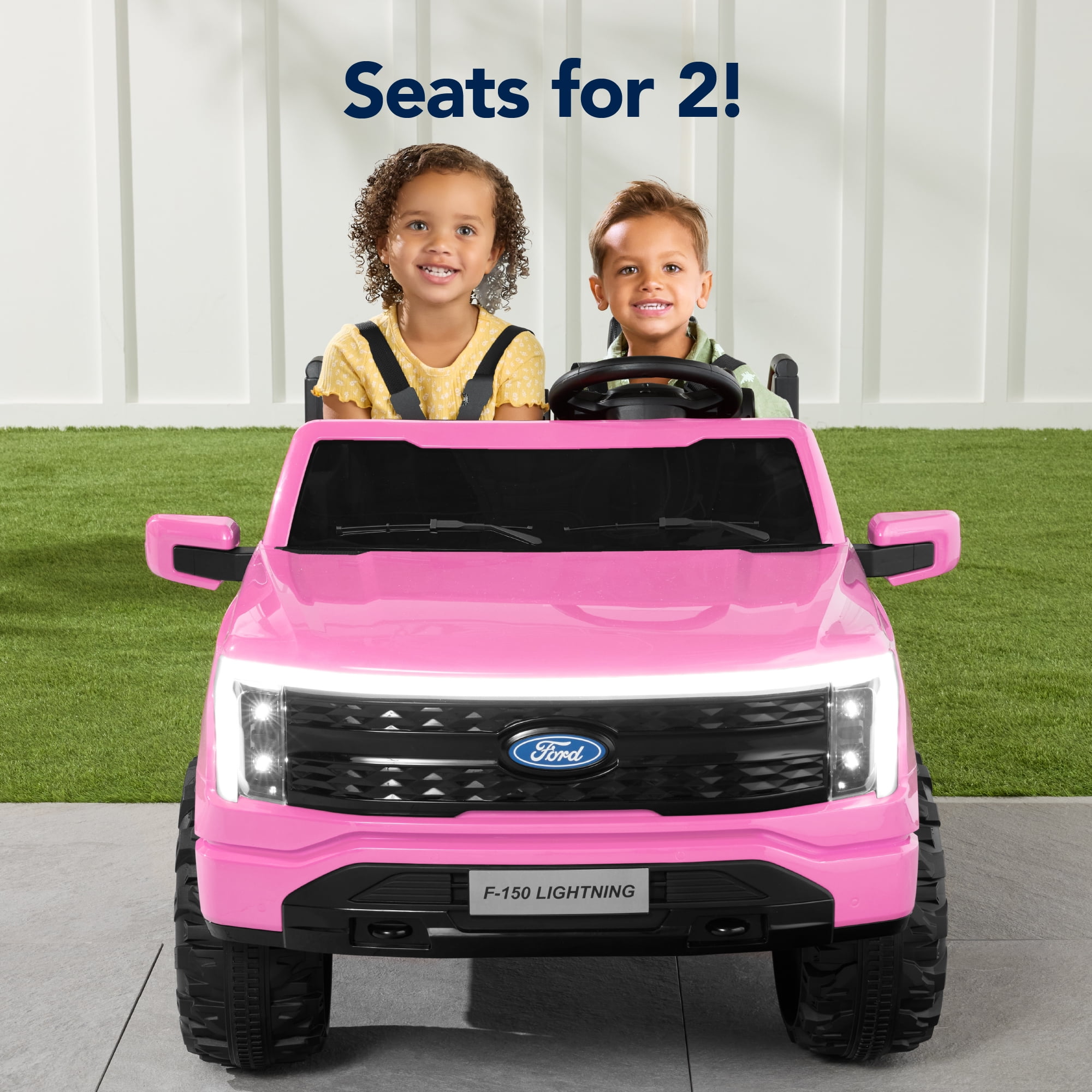 Best Choice Products Kids 24V Ride On Truck Officially Licensed Ford Lightning w/ Remote, LED Lights, 2 Speeds - Pink