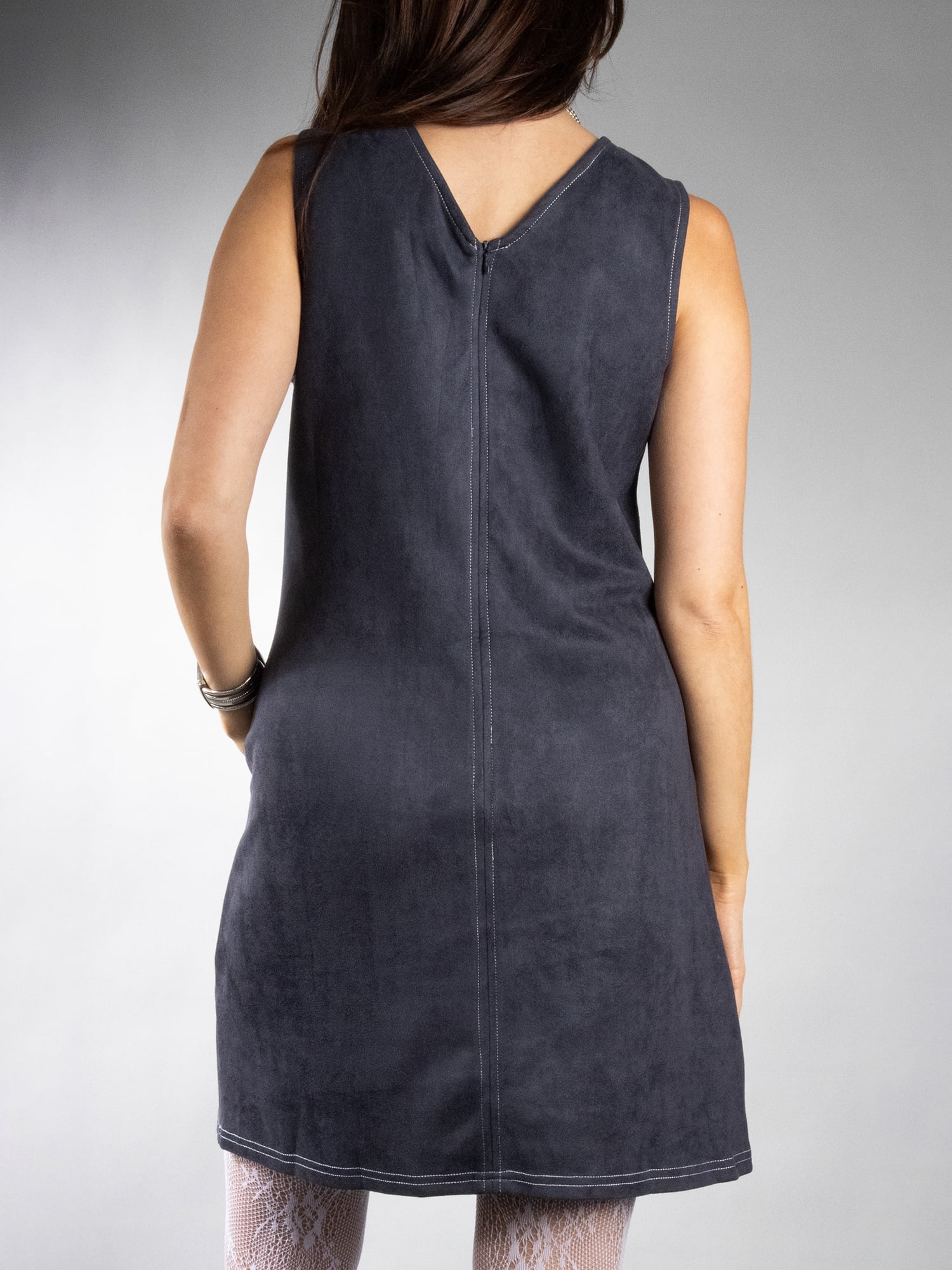 DARING DIVA Women's Sleeveless V Neck Casual Elegant Dress M Dark Blue