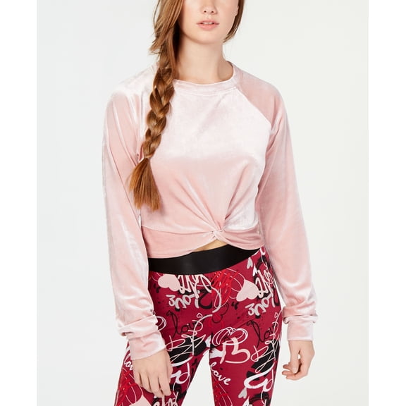 Material Girl Juniors Twist Front Velour Sweater Zephyr XS