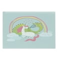 thumbnail image 1 of Fantasy Cutting Board, Love of Dragon and Unicorn Couple Romance Flirting Cartoon, Decorative Tempered Glass Cutting and Serving Board, Large Size, Pale Blue Pale Pink, by Ambesonne, 1 of 1