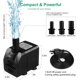 thumbnail image 5 of Bomba para fuente, bomba de agua sumergible 150GPH (8W 600L / H), pequeña bomba silenciosa para fuente exterior con manguera de 3.3 pies (diámetro interior x 1/2 pulgada), 2 boquillas para estanques, acuarios, acuarios, juegos de agua y patios traseros Sin marca Utensilios para barbacoa, 5 of 5