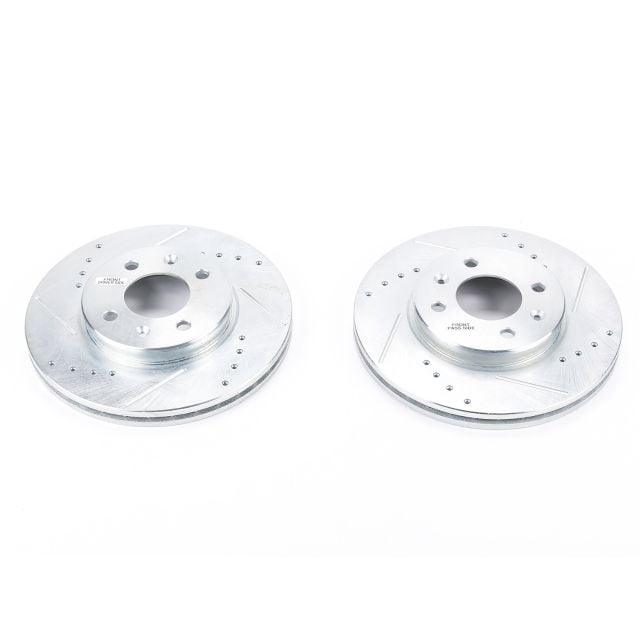 Power Stop Front Pair of Drilled and Slotted Brake Rotors JBR1566XPR Fits 2016 Hyundai Accent