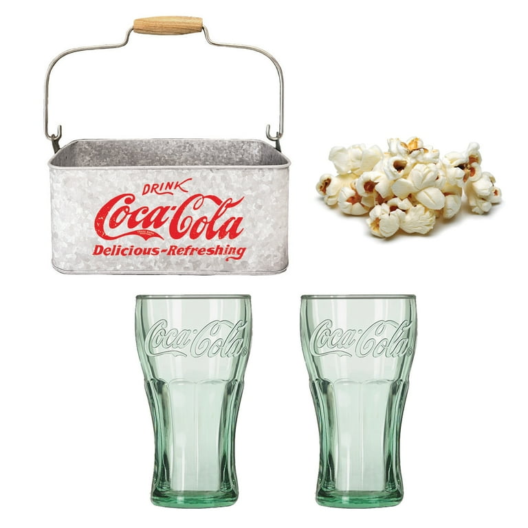 Coca Cola Collectible Caddy Gift Set With Genuine Glasses and