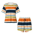 thumbnail image 4 of Picia Colorful Pastel Stripes Pajamas Sets for Women Soft Short-Sleeved Pjs with Lounge Shorts Two Piece Sleepwear-Small, 4 of 9