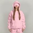 thumbnail image 2 of GEWSEY Hoodie with Eye Mask Built In,Comfort Airplane Mode Travel Hoodies with Hidden Pockets,Blanket Hoodie for Women Men (Pink, L), 2 of 9