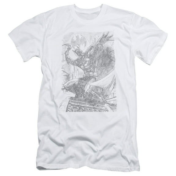 Batman Pencil Batarang Throw S/S Adult 30/1 T-Shirt White