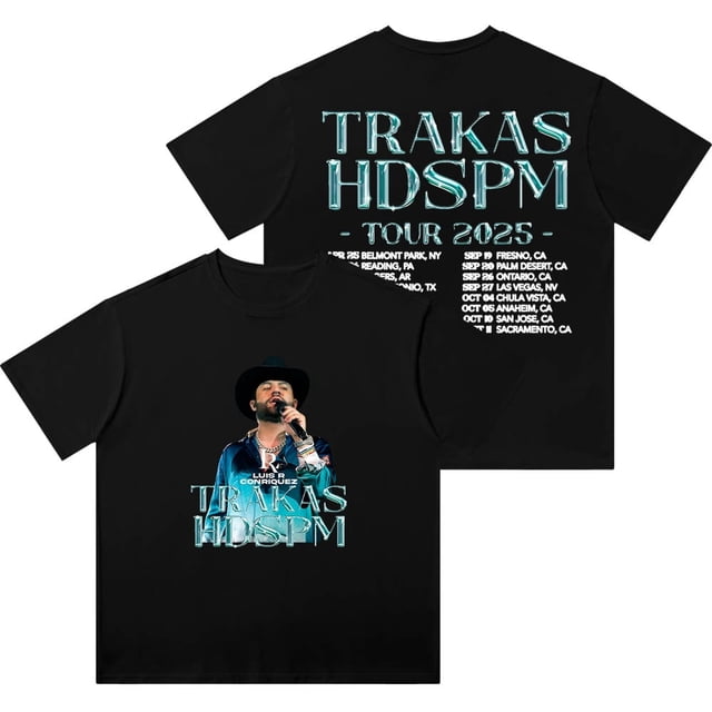 Luis R Conriquez Playera Lavada Algodón Unisex Manga Corta Verano Estilo Urbano Gira Trakas HDSPM