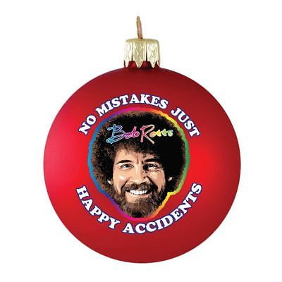 - No Mistakes Bob Ross Glass Ball Christmas Ornament