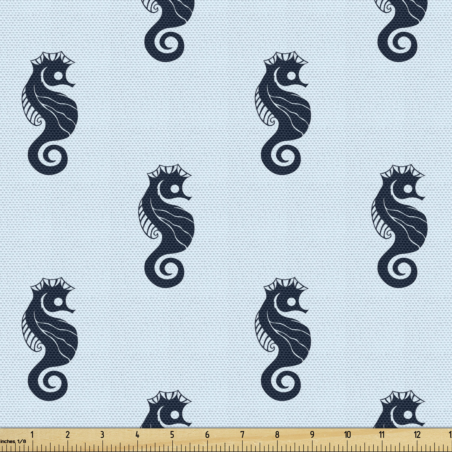 Seahorse Fabric by the Yard, Contemporary Graphic Design of Seahorse in
