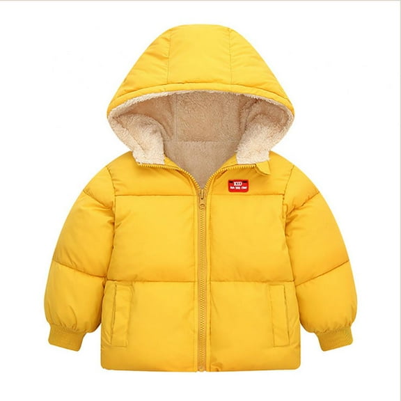 Kids Boys Girls Winter Down Jacket Coat Hood Thick Warm Fleece Snowsuit Outerwear For 1-6 Years